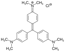 Kekulé, skeletal formula of a crystal violet minor tautomer