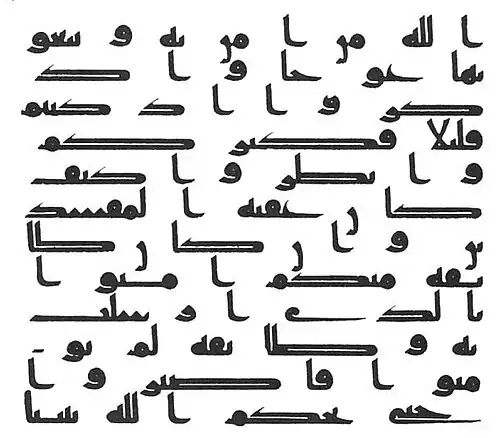 Kufic script from an early Qur'an manuscript, 7th century. (Surah 7: 86–87)