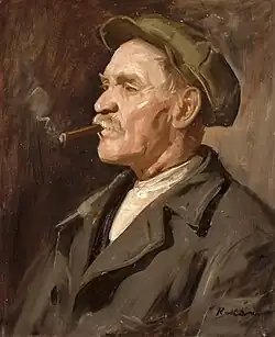 Portrait of a Man Smoking a Cigar