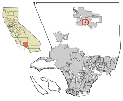 Location of Desert View Highlands in Los Angeles County, California.