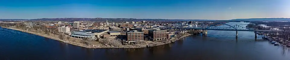 Big blue bridge and historic downtown La Crosse