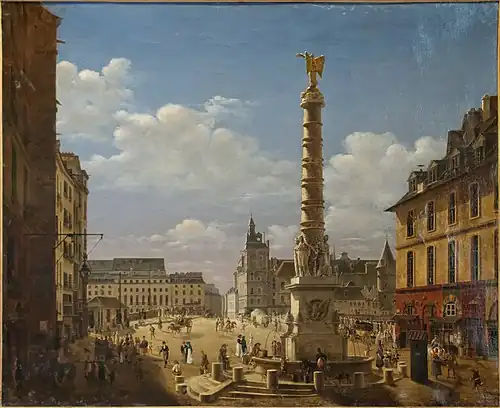 Place du Châtelet and the new Fontaine du Palmier, by Étienne Bouhot (1810)