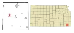 Location within Labette County and Kansas