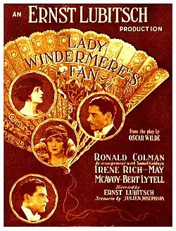 Poster showing characters from the 1925 silent film Lady Windermere's Fan