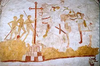 The "Tale of the Three Living and the Three Dead," Saint-Pierre church, Lancôme (Loir-et-Cher).