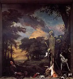 Landscape with Huntsman and Dead Game (1697), oil on canvas, 344 x 323&nbsp;cm., Scottish National Gallery