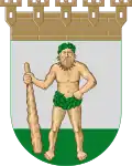 Canting coat of arms of the city of Lappeenranta, Finland: the Swedish name of the city is Villmanstrand, originally spelled as Viltmanstrand