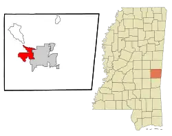 Location of Nellieburg, Mississippi