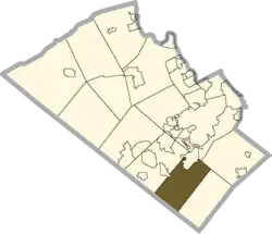 Location of Upper Milford Township in Lehigh County, Pennsylvania