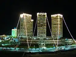 A 2009 light show on the That El Emad Towers