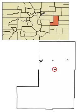 Location within Lincoln County and Colorado