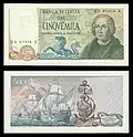 5,000&nbsp;lire – obverse and reverse – 1971 (1964)
