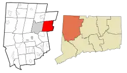 New Hartford's location within Litchfield County and Connecticut