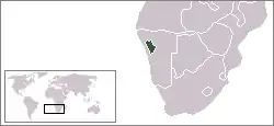 Location of Damaraland (green) within South West Africa (grey)