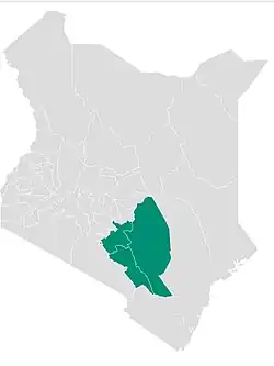 Location of Lower Eastern Region in Kenya