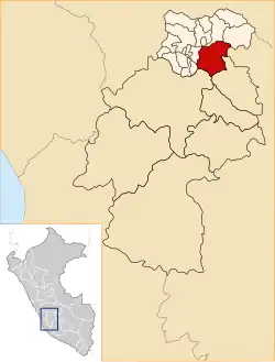Location of Colcabamba in the Tayacaja province