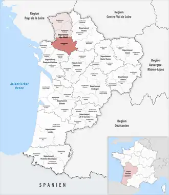 Location within the region Nouvelle-Aquitaine