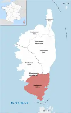Location within the region Corsica