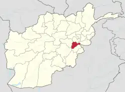 Map of Afghanistan with Logar highlighted