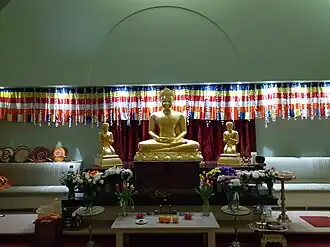View inside the meditation room, formerly a billiard hall, 2024