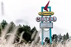 Lorraine Motel Sign Resited to Shafer, by Chris Larson, 2016