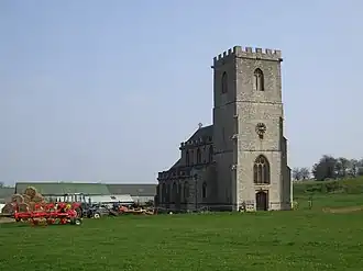 Stone building with square tower