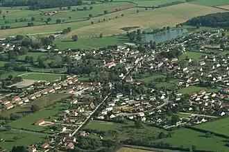 An aerial view of Lusigny