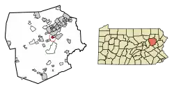 Location of Ashley in Luzerne County, Pennsylvania.