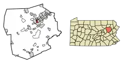 Location of Edwardsville in Luzerne County, Pennsylvania.