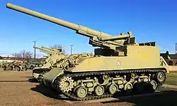 A M40 gun motor carriage self-propelled gun. The weight and complexity of guns in WWII eventually led to mounting them on a tank chassis to give them better mobility.