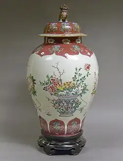 Jar: 18th century; porcelain painted in overglaze famille rose enamels; height: 61&nbsp;cm; Metropolitan Museum of Art (New York City)