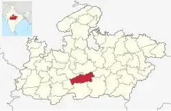 Location of Hoshangabad district in Madhya Pradesh