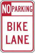 R7-9 No parking, bike lane