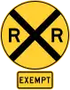 United States (exempt railroad crossing, the usual requirement for commercial and mass transit vehicles to stop at the crossing regardless of activity on the line need not be obeyed)