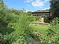 View across Meanwood Beck and then the reed beds towards the Epicentre