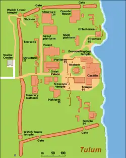 Map of central Tulum