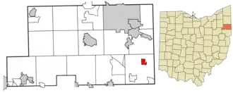 Location of New Middletown in Mahoning County, Ohio.