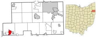 Location of Sebring in Mahoning County, Ohio.