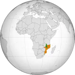 Map indicating locations of Malawi and Mozambique