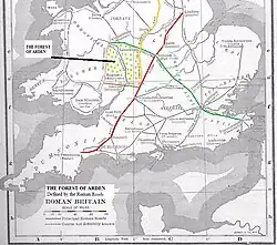 map showing the Roman roads bounding the old Forest of Arden