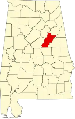 State map highlighting Talladega County