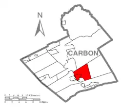 Location of Franklin Township in Carbon County, Pennsylvania