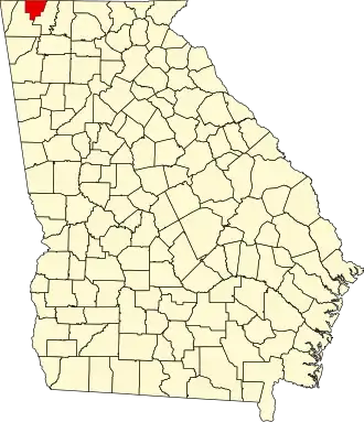 State map highlighting Catoosa County