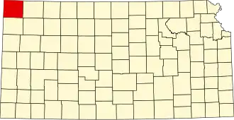 Map of Kansas highlighting Cheyenne County