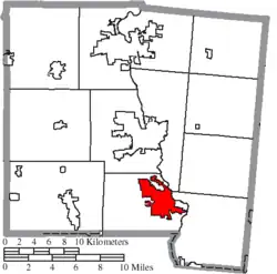 Map showing location of Tipp City in Miami County, Ohio