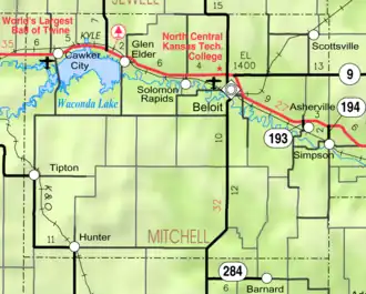 KDOT map of Mitchell County (legend)