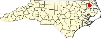 Map of North Carolina highlighting Perquimans County