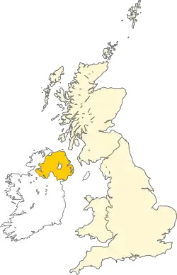 Map showing Northern Ireland