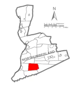 Map of Northumberland County, Pennsylvania highlighting Washington Township