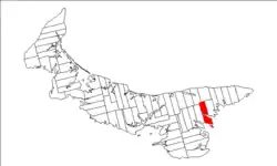 Map of Prince Edward Island highlighting Lot 55